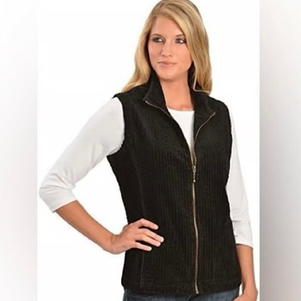 Vintage Woolrich Kinsdale Black Corduroy Zip Vest Women’s Size XL EUC Cotton